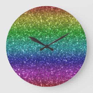 Grande Horloge Ronde Parties scintillant arc-en-ciel transparente 1