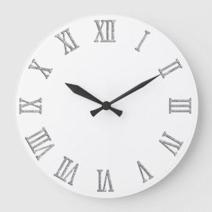 Grande Horloge Ronde Parties scintillant argentée Look chiffres romains