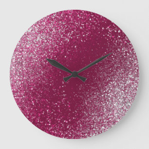 Grande Horloge Ronde Parties scintillant bourguignonne et argentée