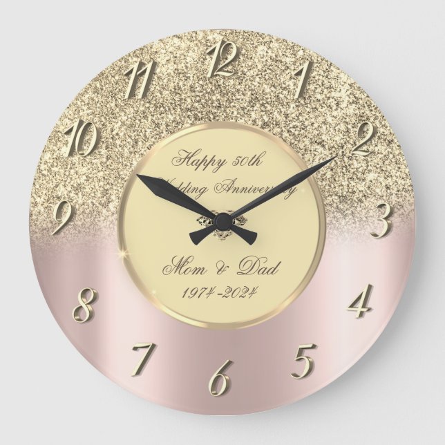 Grande Horloge Ronde Parties scintillant Ombre Rose Gold 50e anniversai (Recto)