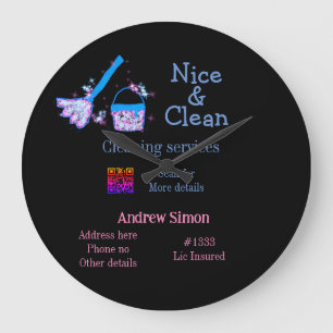 Grande Horloge Ronde Parties scintillant rose bleue nettoyant pop ajout