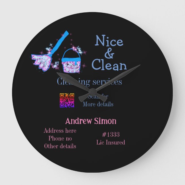 Grande Horloge Ronde Parties scintillant rose bleue nettoyant pop ajout (Recto)