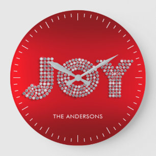 Grande Horloge Ronde Parties scintillant Sparkle Diamond Christmas JOY