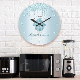 Grande Horloge Ronde Parties scintillant turquoise Drives Cupcake Baker