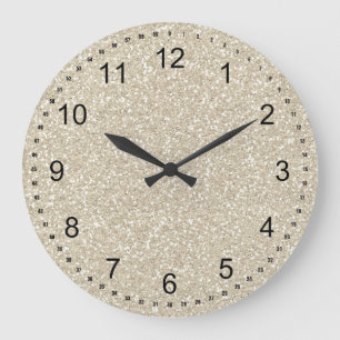 Grande Horloge Ronde Parties scintillantes de Faux d'étincelle d'or