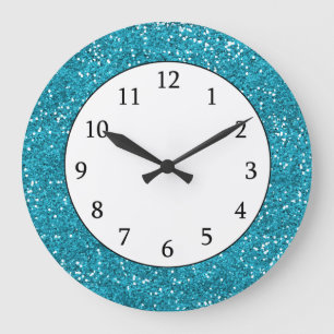 Grande Horloge Ronde Parties scintillantes élégantes de bleu de