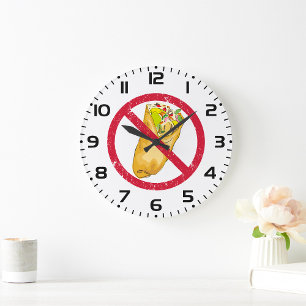 Grande Horloge Ronde Pas de burritos autorisés Signer Interdiction alim