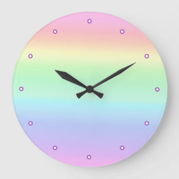 Grande Horloge Ronde Pastel Ombre Rainbow