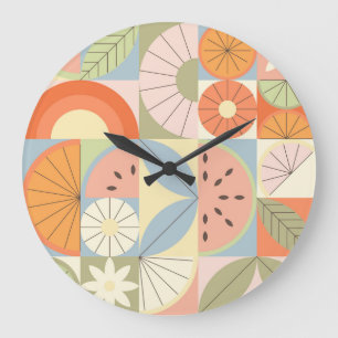 Grande Horloge Ronde Pastèque d'été Citrus : Patte géométrique Abstrait
