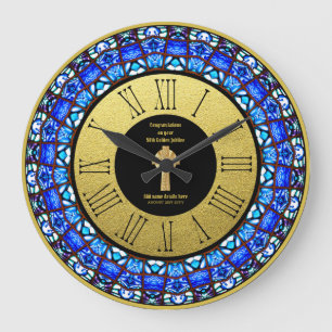 Grande Horloge Ronde Pasteur Priest Cabinet Anniversary Stained Glass