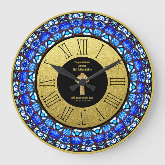 Grande Horloge Ronde Pasteur Priest Cabinet Anniversary Stained Glass (Recto)