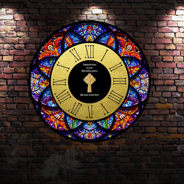 Grande Horloge Ronde Pasteur Priest Cabinet Anniversary Stained Glass (Créateur téléchargé)