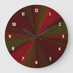 Grande Horloge Ronde Patchwork circulaire de dégradé rouge à vert