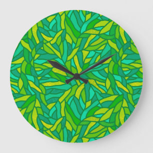 Grande Horloge Ronde Patchwork de Leaves