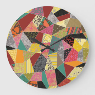 Grande Horloge Ronde Patchwork d'édredon fol