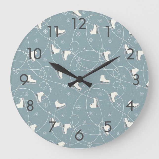 Grande Horloge Ronde Patinage sur glace et flocons de neige (Recto)
