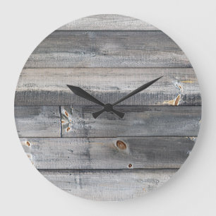 Grande Horloge Ronde Patiné Wood Farmhouse