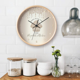 Grande Horloge Ronde Pâtisserie Boulangerie Cupcake Chef Pâtissier Pail