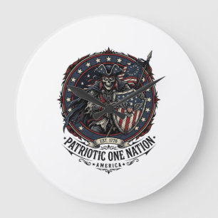 Grande Horloge Ronde Patriote Fantôme Patriotique Monstre Horreur Patri