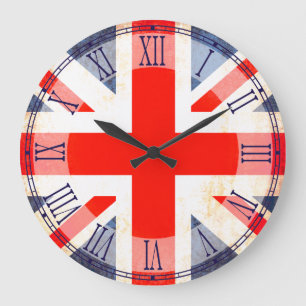 Grande Horloge Ronde Patriotic British flag roman numeral wall clock