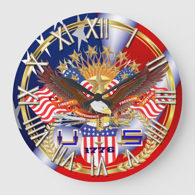 Grande Horloge Ronde Patriotic ou vétéran Pick one View Artist Comments (Recto)