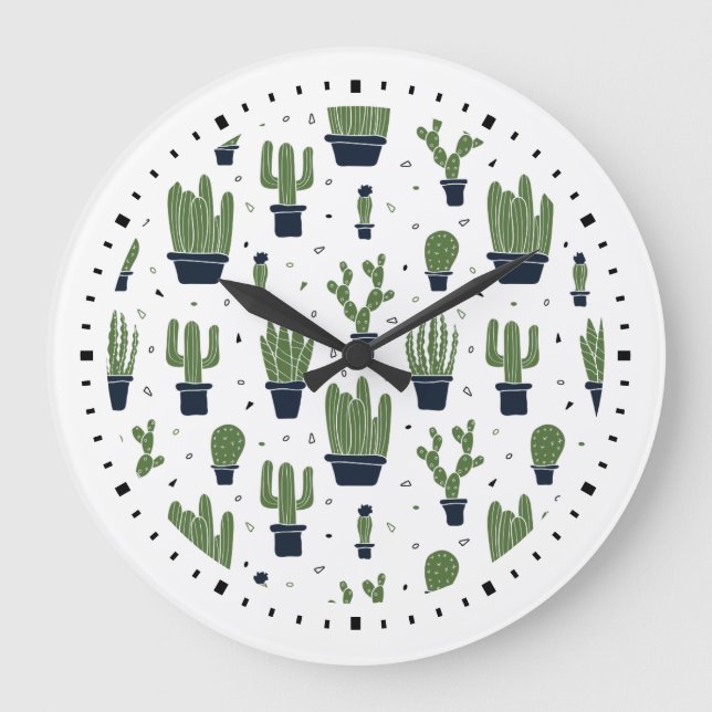 Grande Horloge Ronde Pattern Rustic Green Cactus (Recto)