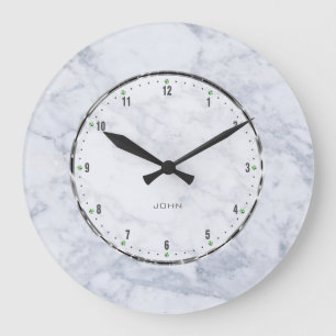 Grande Horloge Ronde Patters de White & Gray Marble Stone