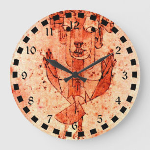 Grande Horloge Ronde Paul Klee art : Angelus Novus (Nouvel Ange)