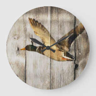 Grande Horloge Ronde Pays occidental en bois de grange rustique