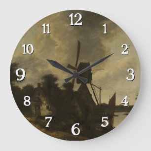 Grande Horloge Ronde Paysage avec moulin à vent - Salomon Rombouts