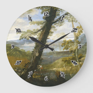 Grande Horloge Ronde Paysage De La Rivière Par Annibale Carracci