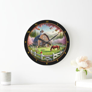 Grande Horloge Ronde Paysage de printemps de ferme serene