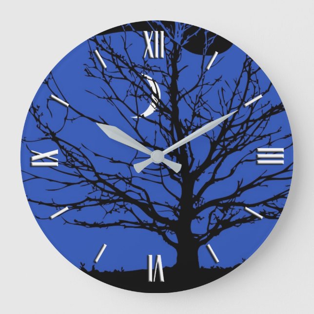 Grande Horloge Ronde Paysage lunaire en bleu et noir de Cobalt (Recto)