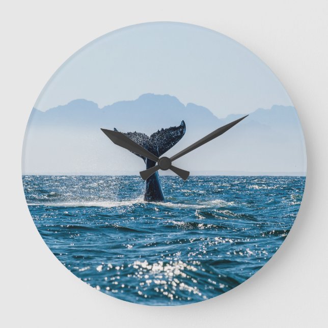 Grande Horloge Ronde Paysage marin de la baleine : Eau Dramatique. (Recto)