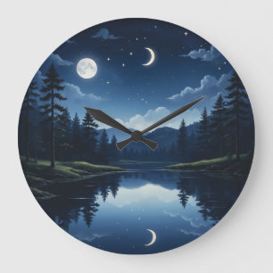 Grande Horloge Ronde Paysage naturel la nuit