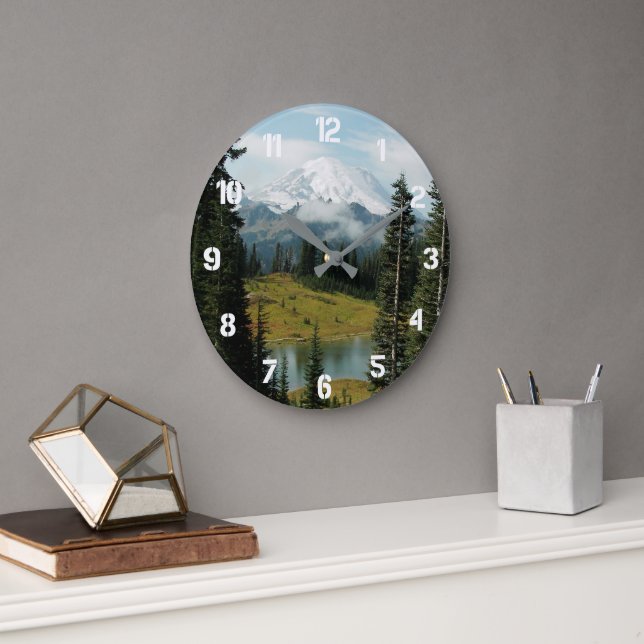 Grande Horloge Ronde Paysage pittoresque du mont Rainier (Bureau)