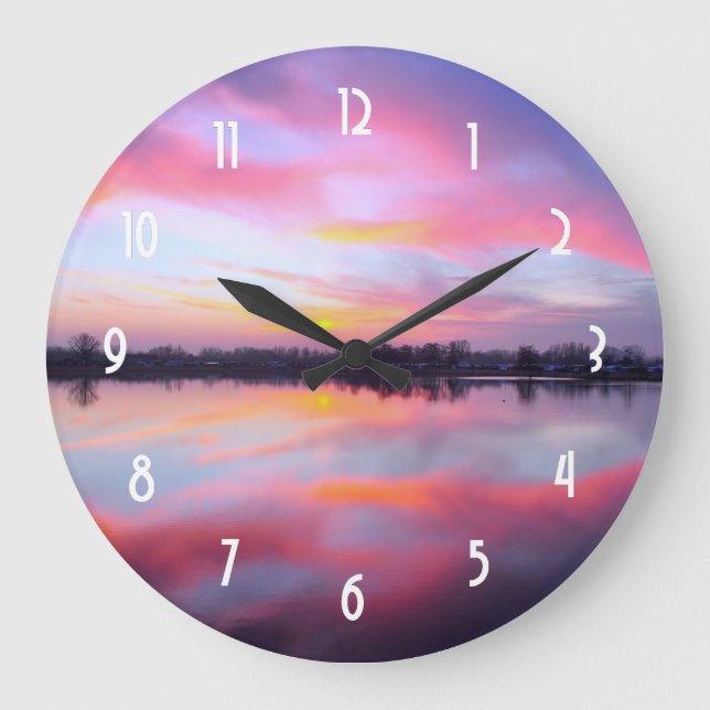 Grande Horloge Ronde Paysage rose pittoresque (Recto)