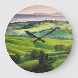 Grande Horloge Ronde Paysage : Sérénité Peinte Légère