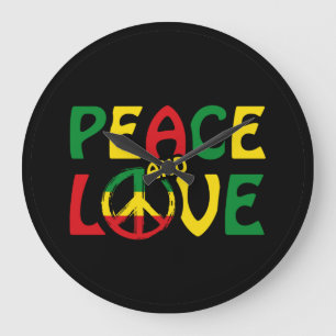 Grande Horloge Ronde PEACE and LOVE, reggae