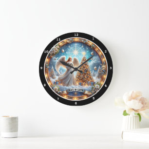 Grande Horloge Ronde Peace on Earth Angel" - Noël céleste