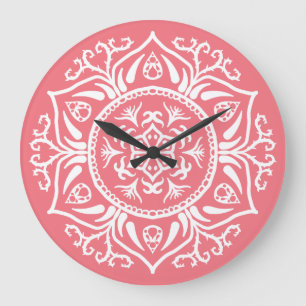 Grande Horloge Ronde Peach Mandala