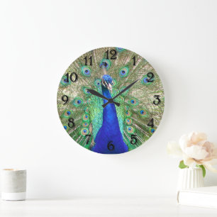 Grande Horloge Ronde Peacock bleu
