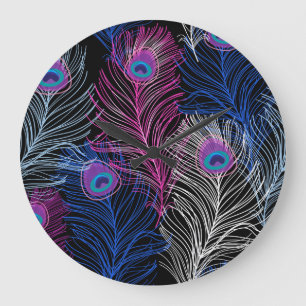 Grande Horloge Ronde Peacock Feathk Dark : Gorgeous Design Vintage