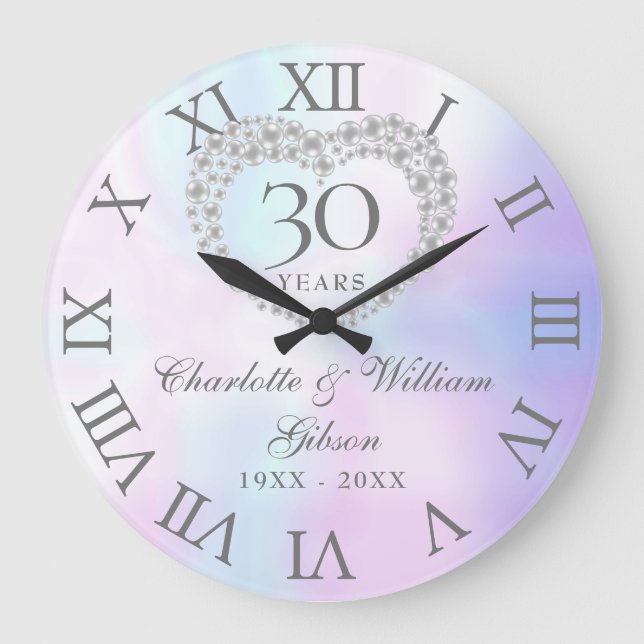Grande Horloge Ronde Pearl Heart 30e anniversaire du Mariage (Recto)