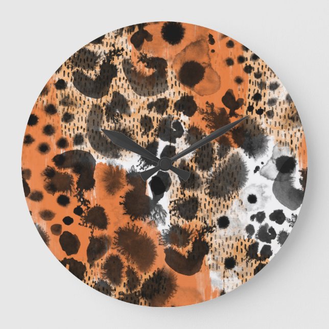 Grande Horloge Ronde Peau animale : motif léopard créatif. (Recto)