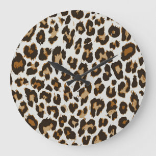 Grande Horloge Ronde Peau léopard : Texture Vintage sans peau