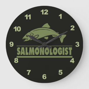 Grande Horloge Ronde Pêche Saumon humoristique