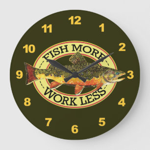 Grande Horloge Ronde Pêcheur de mouches à truites de Brook