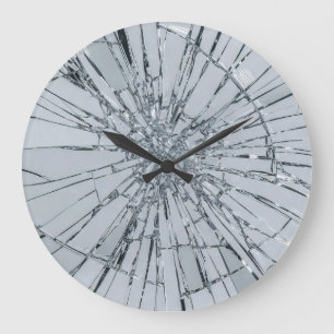 Grande Horloge Ronde Peinture à l'huile sur verre brisé (style 1)
