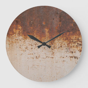 Grande Horloge Ronde Peinture à peeling, texture murale rouillée.
